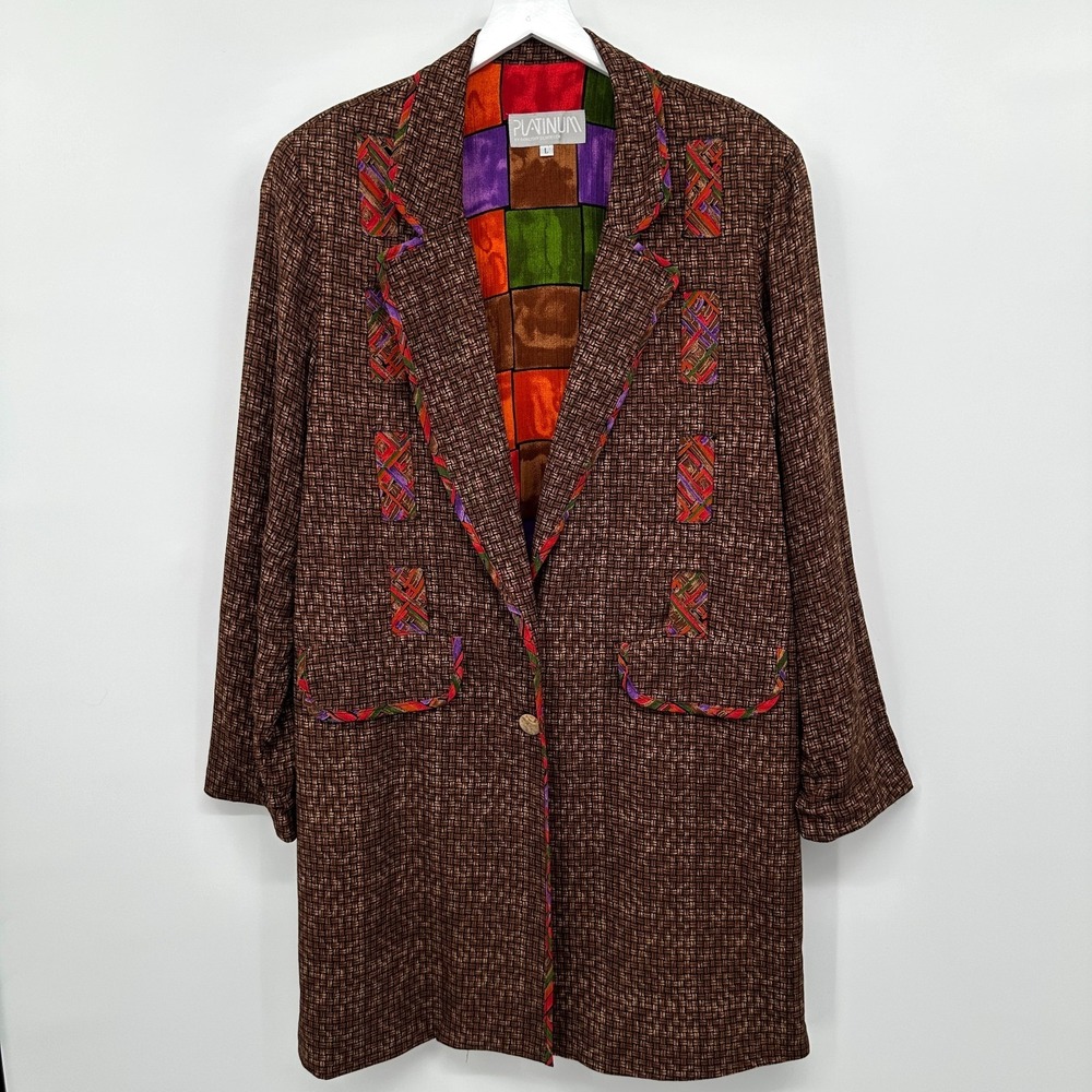 Vintage Platinum Dorothy Schoelen Blazer Jacket Large Shoulder Pads Earthy Artsy